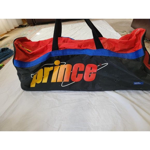 Vtg 90’s Prince Tennis Racquet Gym Travel Tour Duffle Bag Multi-Color 32x12.5x10 - Picture 9 of 12